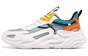 361° Anti-Slip Wear-Resistant Low-Top Sports Casual Shoes Men's White Green Orange