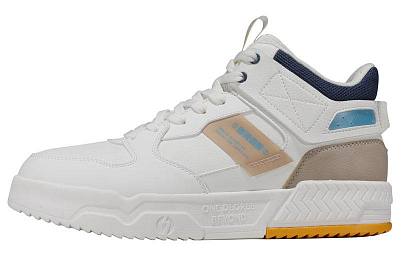 361° Non-slip Wear-resistant Shock Absorption High-Top Skateboard Shoes White Blue Brown