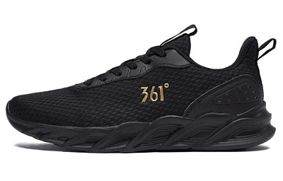 361° Cushioning, Wear Resistant Low Top Running Shoes Men's Obsidian Black Crown Gold