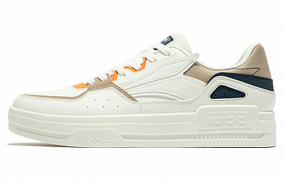 361° Anti-Slip And Wear-Resistant Lightweight Low-Top Skateboard Shoes Men's White Brown