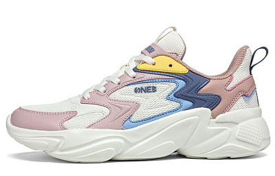 361° Anti-Slip And Wear-Resistant Breathable Low-Top Chunky Sneakers Women's White Pink