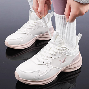361° Anti-Slip Wear-Resistant Low-Top Casual Running Shoes Women's White Pink 3 2984632