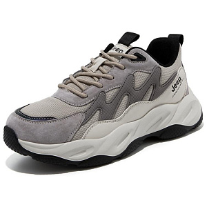 Jeep Breathable And Wear resistant Low Top Chunky Sneakers Men Beige Gray 1 2984998