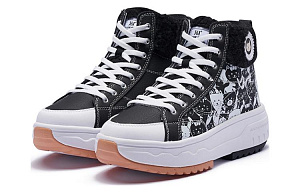 361° Anti-Slip Wear-Resistant High-Top Casual Shoes Women's Black White 1 2985093