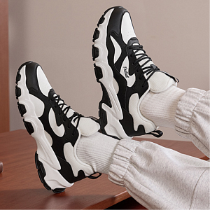 361° Life Collection Anti-Slip Wear-Resistant Low-Top Chunky Sneakers Men's White Black 2 2985948