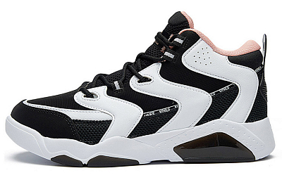 361° Cushioning Wear-Resistant Mid-Top Vintage Basketball Shoes Women's Black White