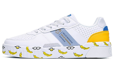 MINIONS x 361° Slip-Resistant Cushioning Wear-Resistant Low-Top Skateboard Shoes Women's White