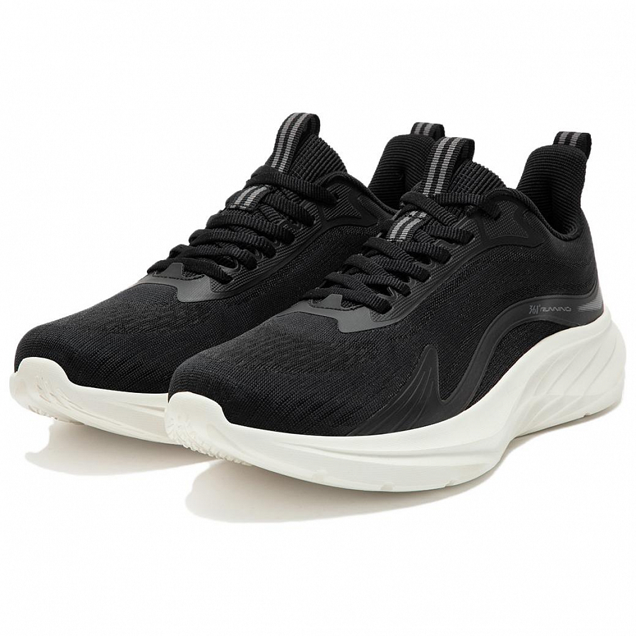 361° Anti Slip Wear Resistant Low Top Casual Running Shoes Men's Black White