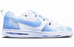 Nike Court Borough Lightweight Wear-Resistant And Slip-Resistant Low-Top Skateboard Shoes Men's White Blue 1 2991195