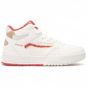 361° Anti-Slip Wear-Resistant High-Top Skateboard Shoes Women's White Red 1 2993478