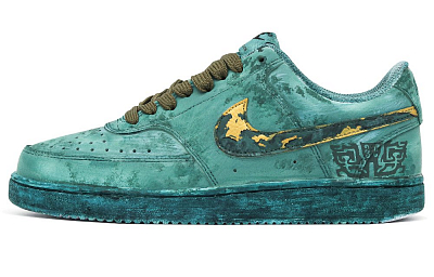 Nike Court Vision 1 Anti Slip Wear Resistant Low Top Skateboard Shoes Men's Gold Green