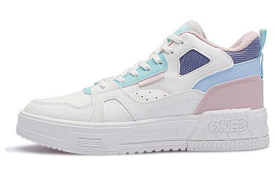 361° Coverage Slip Resistant And Abrasion Resistant Mid Top Skateboard Shoes Women's White Pink