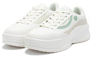 361° Anti Slip Wear Resistant Low Top Skateboard Shoes Women's White Green 1 2996011