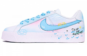 Custom Soccer Shoes Nike Court Royale Wear-Resistant Slip-Resistant Low-Top Skateboard Shoes Unisex Blue Pink