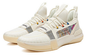361° Burning War Q-BOOM Technology Cushioning Rebound Mid-Top Performance Basketball Shoes Men's Ecru 1 2997157