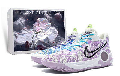 Nike KD 5 Vintage Basketball Shoes Unisex Mid-Top White Purple/Blue