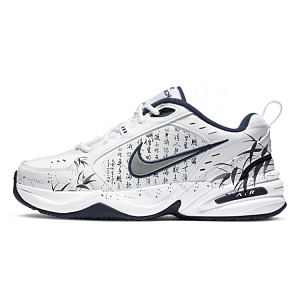 Nike Air Monarch 4 Anti-Slip Wear-Resistant Low-Top Chunky Sneakers Unisex Blue White