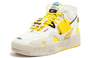 361° Warm Anti-Slip And Wear-Resistant High-Top Skateboard Shoes Women's White Yellow 1 2998033