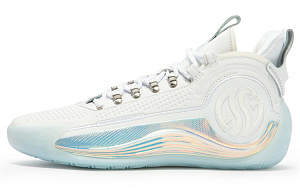 361° AG4 Lux Silver Ice Blade Cushioning Anti-Slip And Wear-Resistant Mid-Top Basketball Shoes Men's White Blue