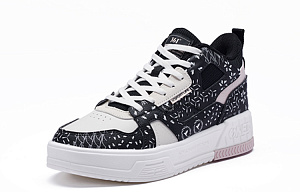 361° Wrapping, Wear Resistant And Non Slip Mid Top Skateboard Shoes Women's Black Beige 1 2998932