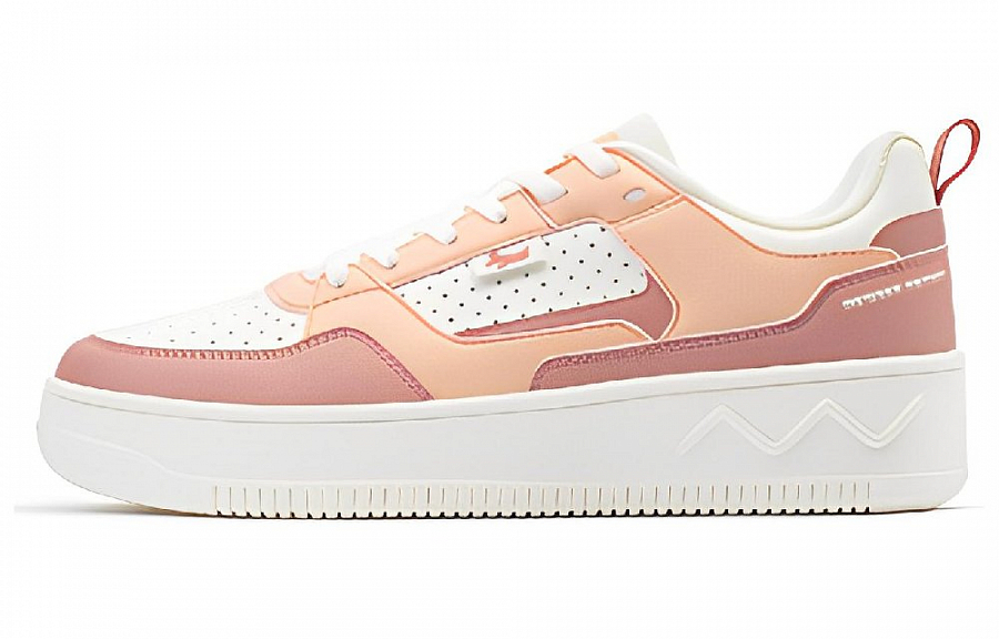 361° Anti Slip Wear Resistant Low Top Skateboard Shoes Women's White Peach Pink