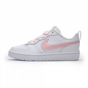 Nike Court Borough 2 Peach Cheese Anti-Slip Wear-Resistant Low-Top Skateboard Shoes GS White Pink