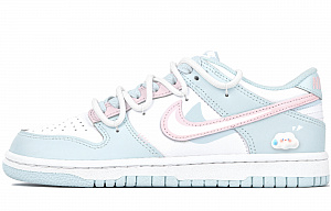 Nike Dunk White Peach Blossoms Slip-Resistant Breathable Low-Top Skateboard Shoes Women's Blue Pink 1 3001727