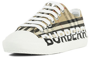 Burberry Logo Print Vintage Check Cotton Sneakers Archive Beige Women's 2 3009551