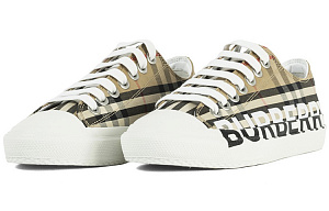 Burberry Logo Print Vintage Check Cotton Sneakers Archive Beige Women's 3 3009552