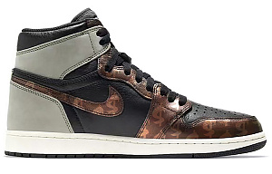 Jordan Air Jordan 1 Abrasion-Resistant High-Top Vintage Basketball Shoes Unisex Gray Brown Silk Scarf Edition 1 3010955