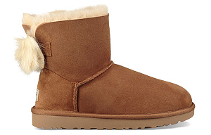 UGG Fluff Bow Mini Fleece Lined Brown Women's 1 3011072