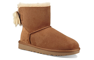UGG Fluff Bow Mini Fleece Lined Brown Women's 2 3011073