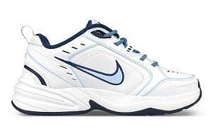Nike Air Monarch 4 White Navy Abrasion Resistant Low Top Chunky Sneakers Unisex White Blue 1 3018368