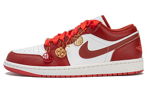 Jordan Air Jordan 1 Low Top Vintage Basketball Shoes Men's White Red 1 3022634