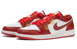 Jordan Air Jordan 1 Low Top Vintage Basketball Shoes Men's White Red 3 3022636