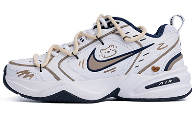 Nike Air Monarch 4 Milk Tea Bear Anime Height Increasing Low Top Chunky Sneakers Unisex White Brown