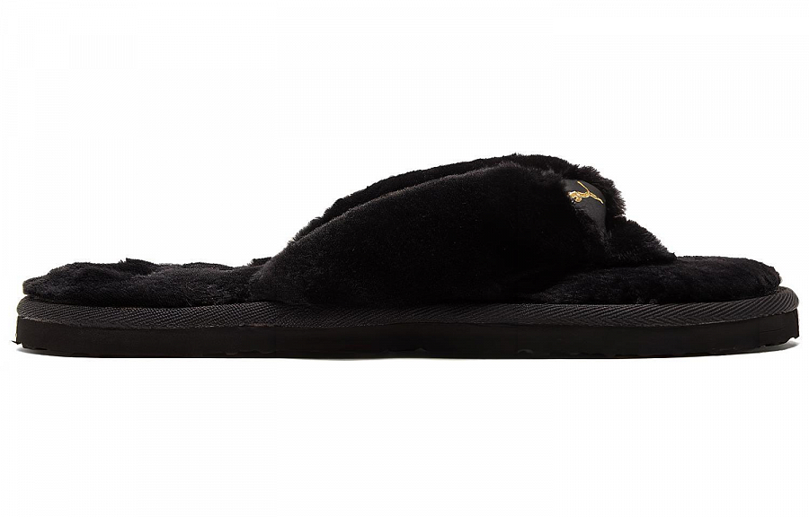 PUMA Fluff Flip Slide 'Black Team Gold' Women's