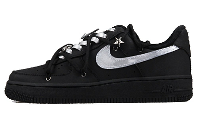 Nike Air Force 1 Black Warrior Coverage Low-Top Skateboard Shoes Men's Matte Black Silver