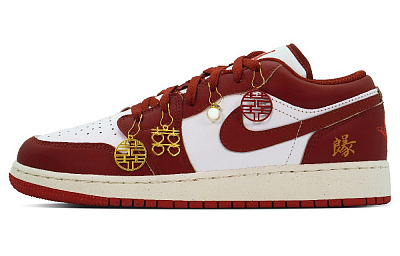 JORDAN Air JORDAN 1 Vintage Basketball Shoes Women's Low Top Red/Gold/White