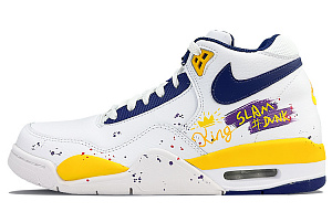 Nike Flight Legacy Cushioning Anti-Slip And Wear-Resistant Mid-Top Vintage Basketball Shoes Men's White Blue Yellow