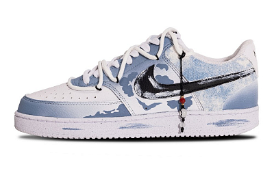 Nike Court Vision 1 Wind blown Lily Of The Valley Low Top Skateboard Shoes Men's Blue White