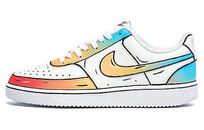 Nike Court Vision 1 Low Slip-Resistant Low-Top Skateboard Shoes Men's Red Orange Blue