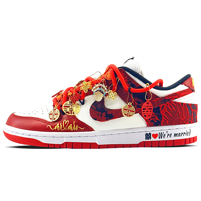 Nike Dunk Slip-Resistant Cushioning Abrasion-Resistant Low-Top Skateboard Shoes Unisex Red White