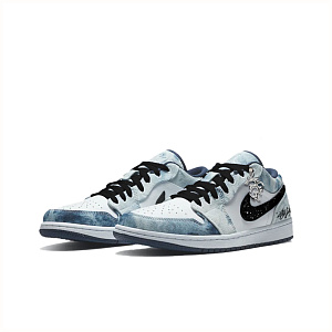 JORDAN Air JORDAN 1 Vintage Basketball Shoes Men Low-Top White Blue/Black 2 3040079