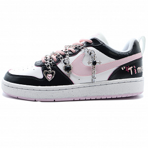 Nike Court Borough Low top Skateboard Shoes GS Black Pink 1 3040820