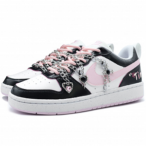 Nike Court Borough Low top Skateboard Shoes GS Black Pink 3 3040822