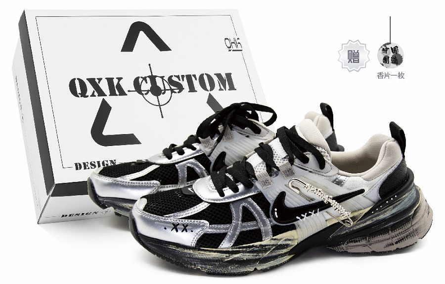 Nike V2K Run Cushioning, Slip Resistant, And Abrasion Resistant Low Top Casual Running Shoes Women's Black Silver купить в интернет-магазине Yoocart с быстрой доставкой по России.