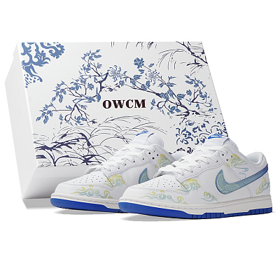 Nike Dunk Low Top Skateboard Shoes Men's Blue White