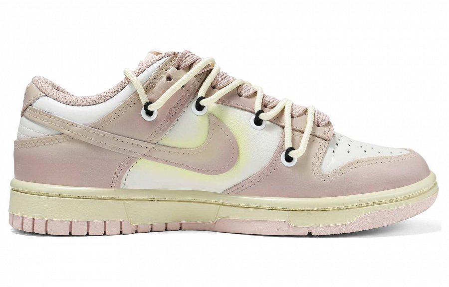 Nike Dunk Low Anti-Slip And Wear-Resistant Lightweight Low-Top Skateboard Shoes Women's Pink White Yellow