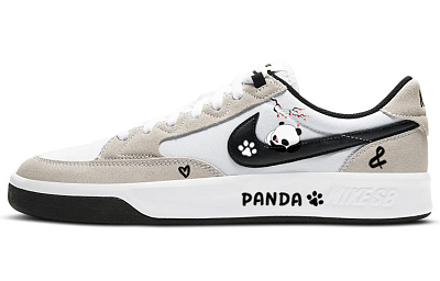 Nike SB Adversary Plum Blossom Tarepanda, Lazy Panda, Vintage Casual Low Top Skateboard Shoes Unisex White Gray